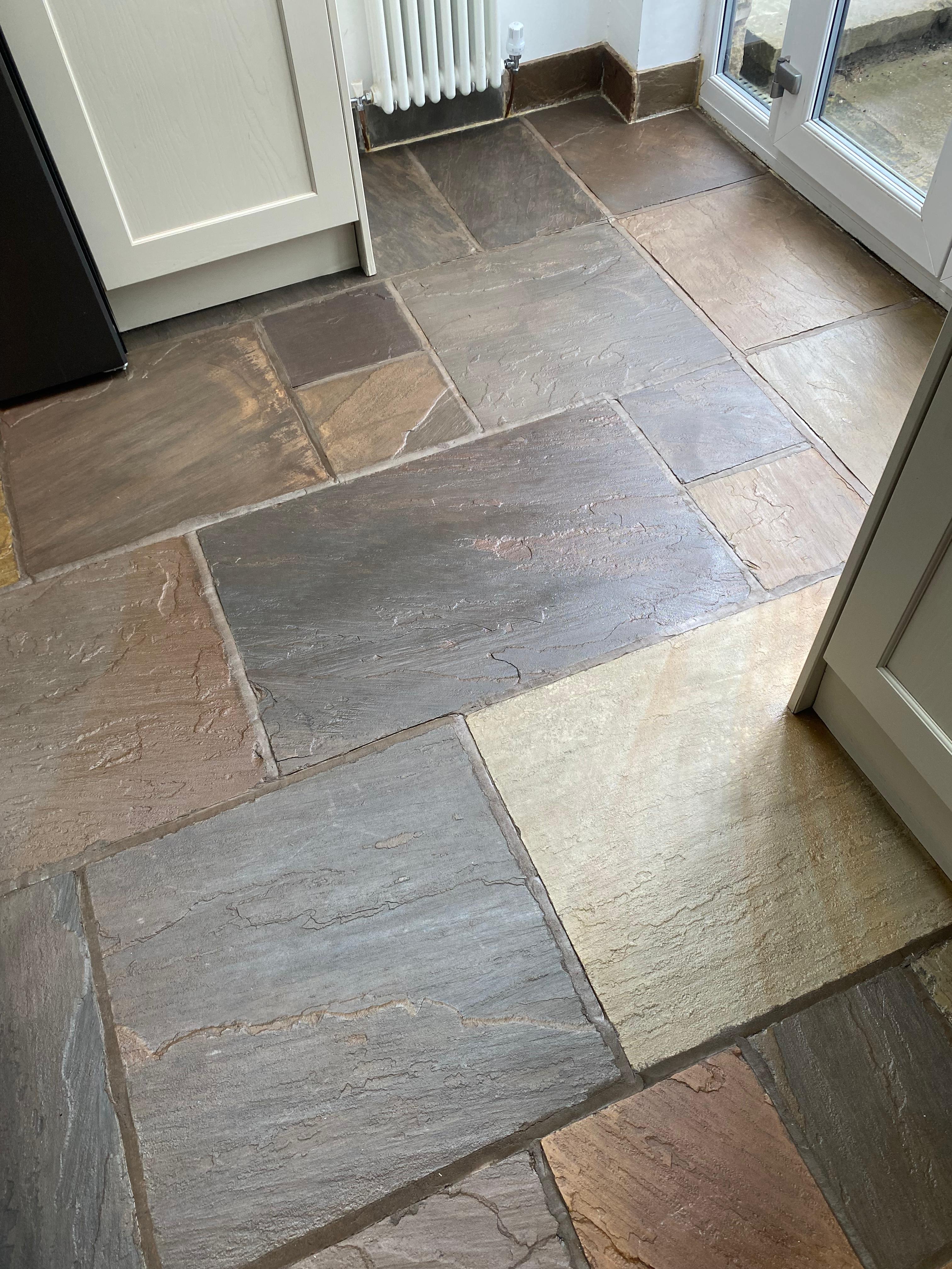 Natural stone floor after restoration