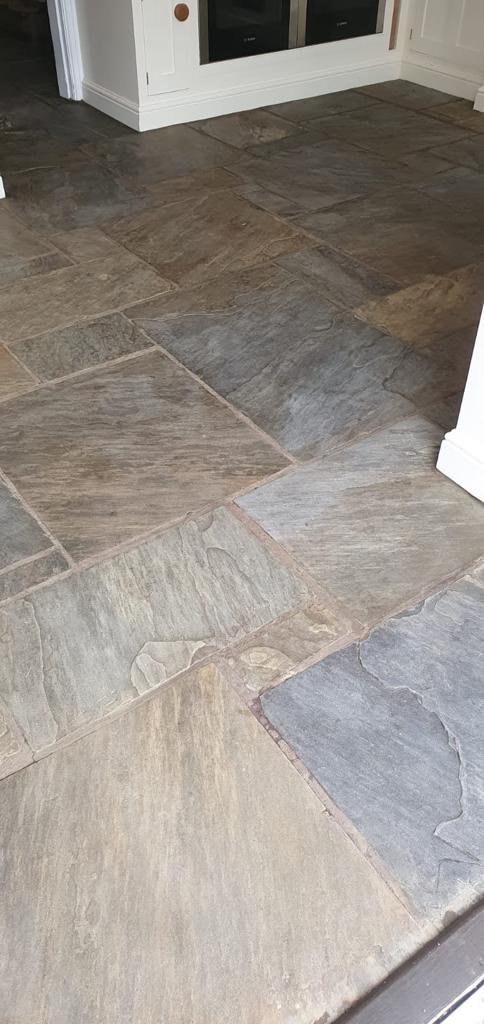 Natural stone floor before restoration