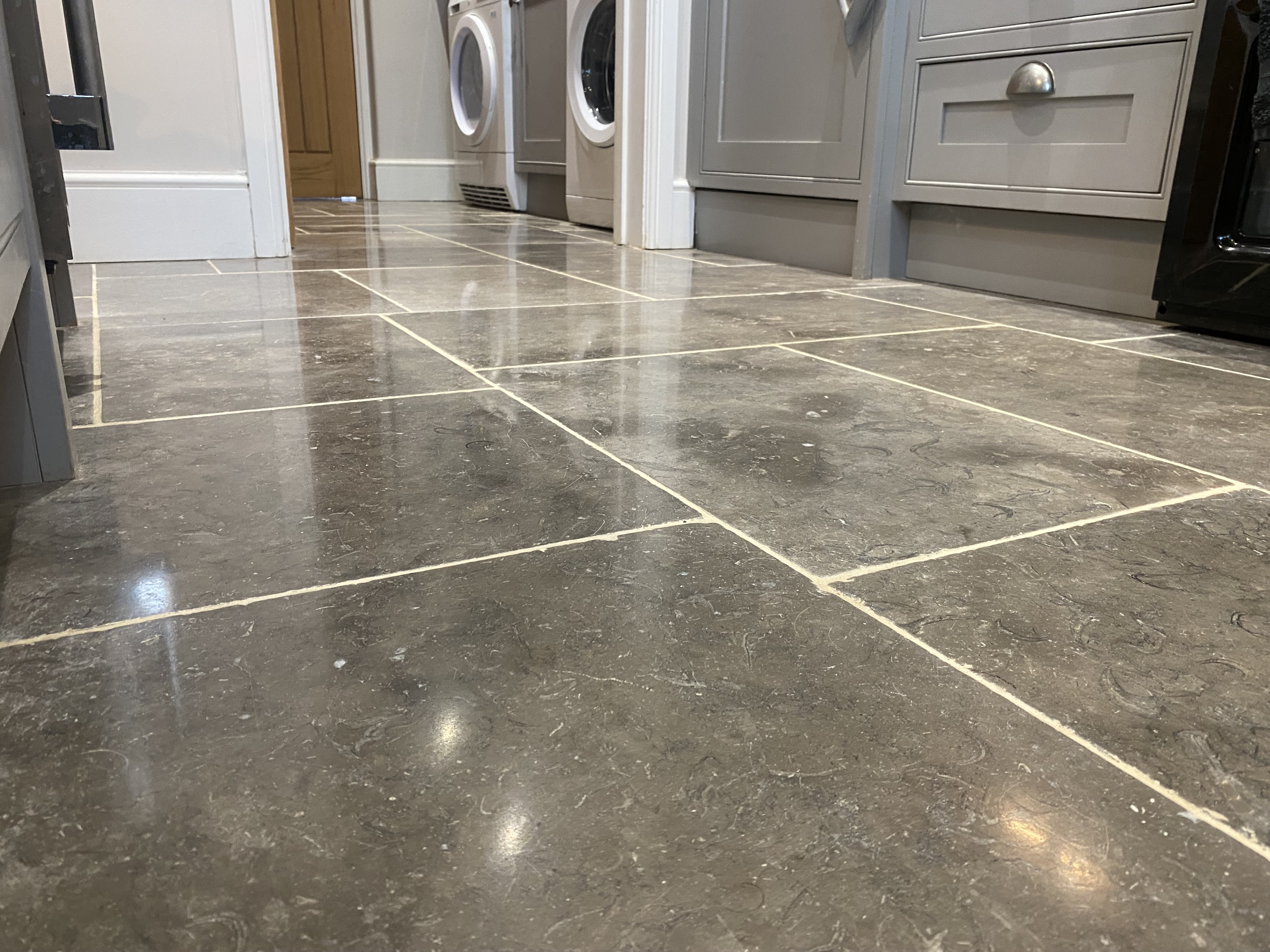 Polished stone floor