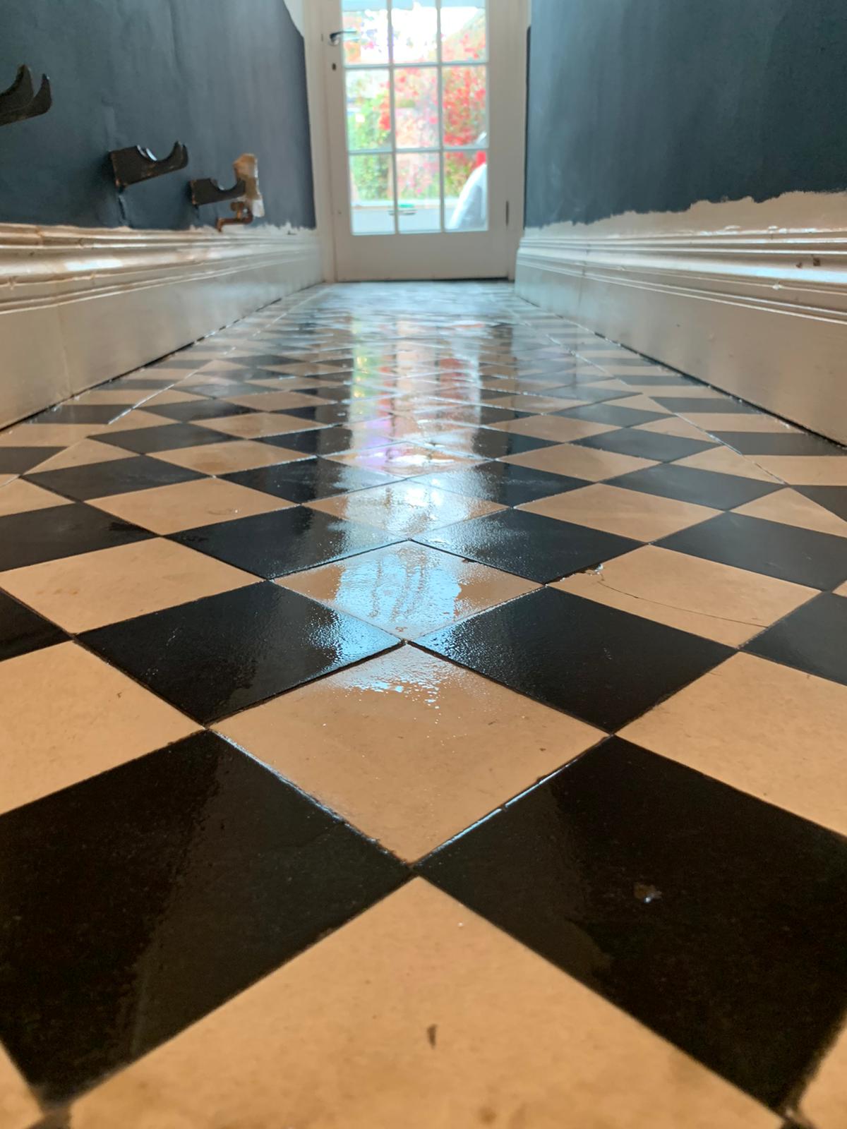 Victorian checkerboard tile restoration project